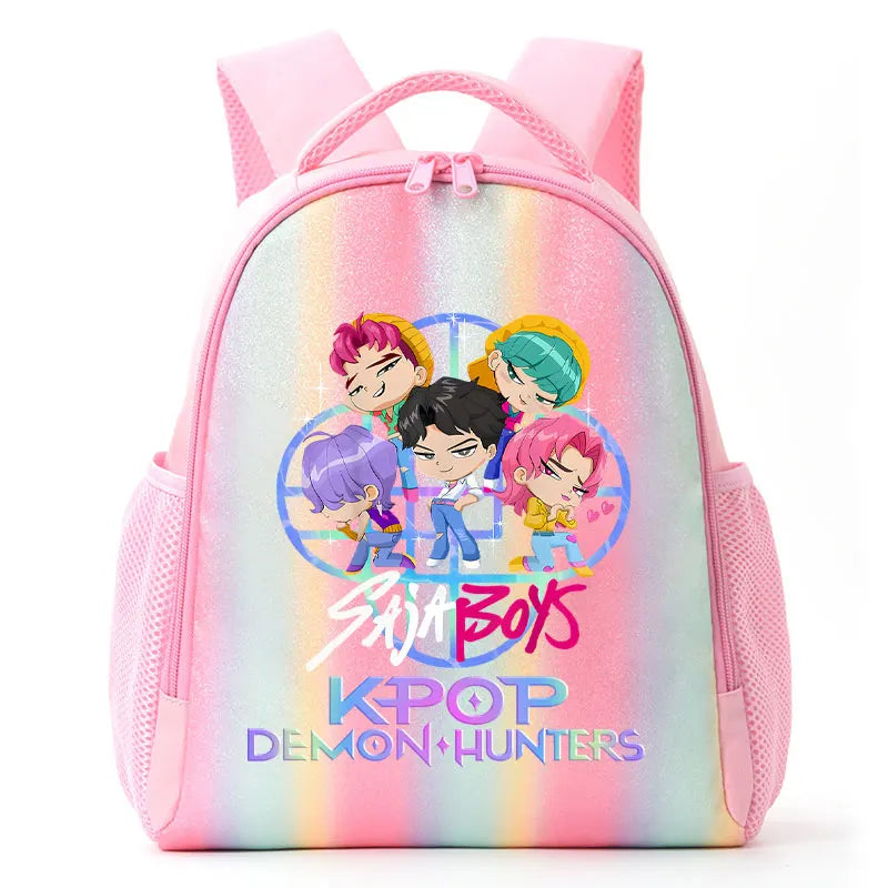 For K-Pop Demon Hunters Student Rainbow Backpack Anime Accessories HUNTR/X Rumi Mira Zoey Schoolbag Children's Birthday Gifts