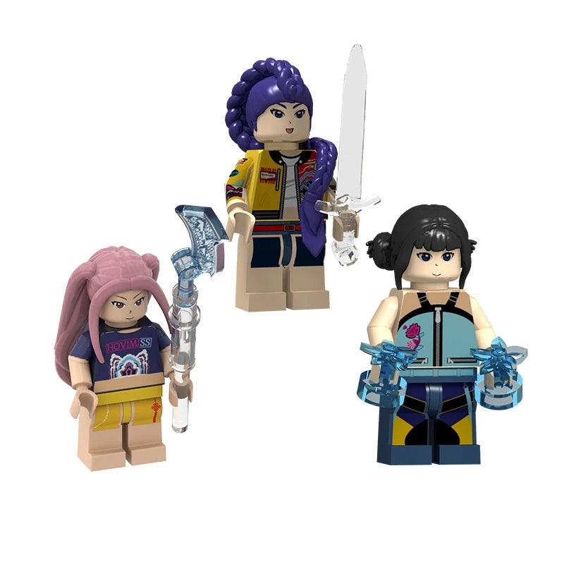 KPOP Demon Hunters Cartoon Model Ornament Kawaii Mini Action Figure Assembly Fans Collection Figures Desktop Decoration Gift