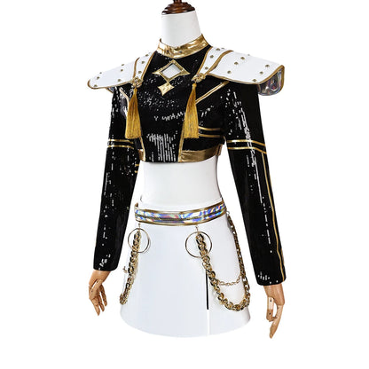 Black Golden Rumi Zoey Mira Cosplay KPop Demon Hunters Cosplay Costume Girls Suit kids Adult Halloween Party Role Playing Outfit