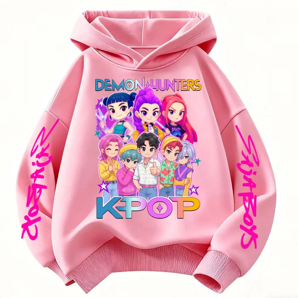 Girls Fashion Casual Sweatshirt Movie New Kids K-Pop Demon Hunters Hooded Tops Toddler Girl Clothes KPop DeCasual Girls Clothing