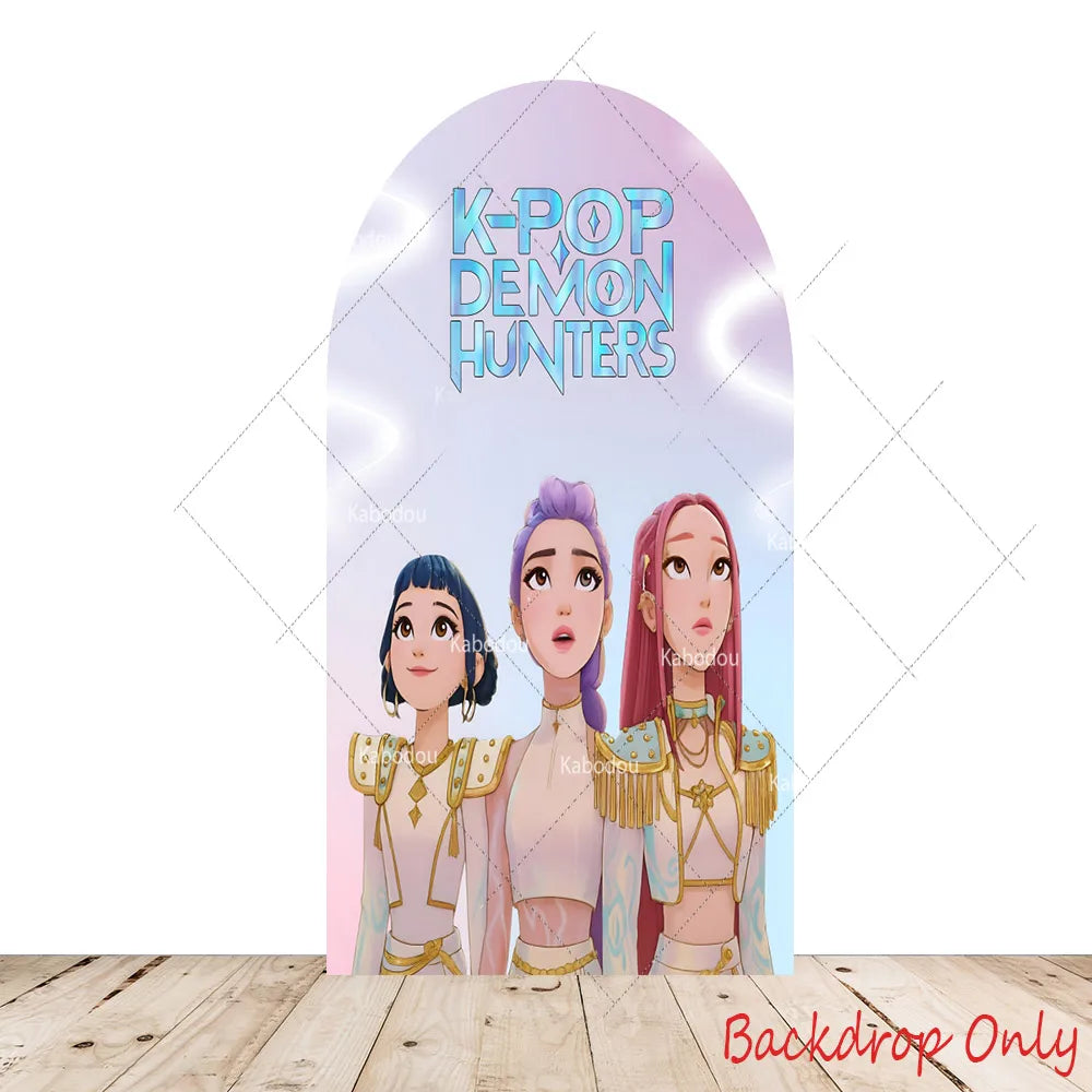 KPop Demon Hunters Theme Arch Backdrop Cover Girl Dance Birthday Party Background Decor Wall Singing Group Concert Baby Shower