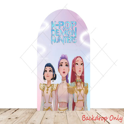 KPop Demon Hunters Theme Arch Backdrop Cover Girl Dance Birthday Party Background Decor Wall Singing Group Concert Baby Shower