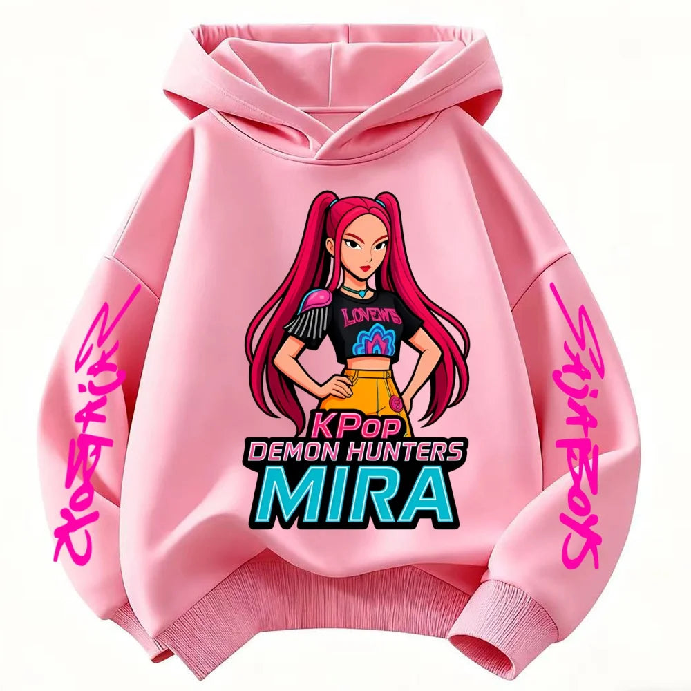 Fall and winter Kpop demon hunter children's hooded sweatshirt cute Kpop demon hunter tiger top Harajuku boys and girls