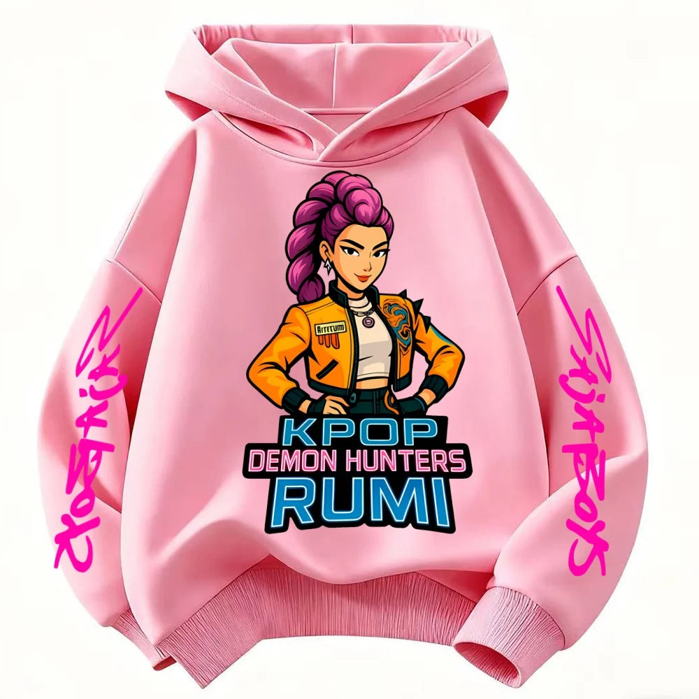 K-POP: Demon Hunters Cartoon Hoodie for Kids. Super Soft, Unisex, and Comfy. Join the Global Trend in This Fun Pullover!