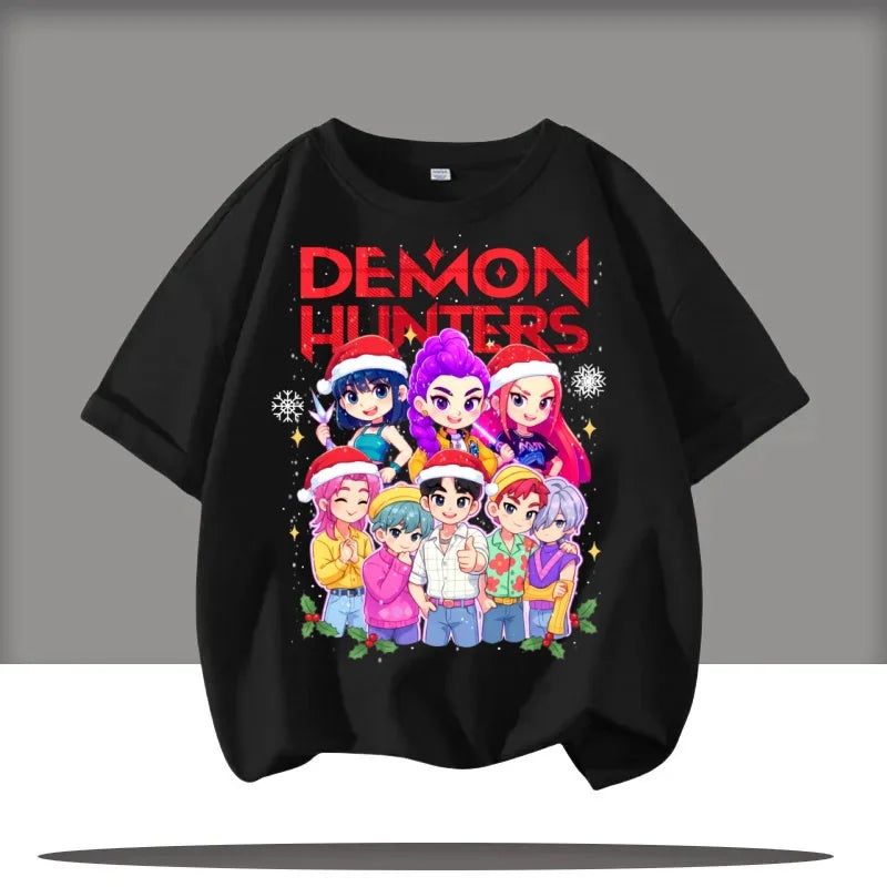 Toddler Girl Clothes Kpop Demon Hunters Cartoon Tee Shirt Funny Gift for Fans Harajuku Cool Kids T-shirts Summer Tops