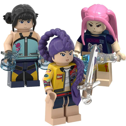 Mini Kpop Demons Hunters Assembling Figurine Model 1/2/3pcs Zoe Rumi Mira Kpop Golden Girl Accompanying puzzle solving Toy Gift