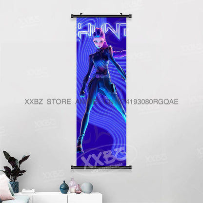 Anime For KPop Demon Hunters Wall Art Canvas Scrolls Pictures Kawaii Character Print Posters Home Decoration Hanging Painting