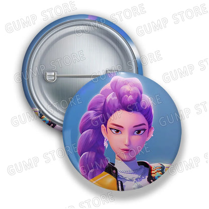 Kpop Demon Hunters Badges for Jewelry Accessories Bag Decor Huntrix Saja Boys Rumi Zoey Jinu Tinplate Button Brooch Pins Gifts