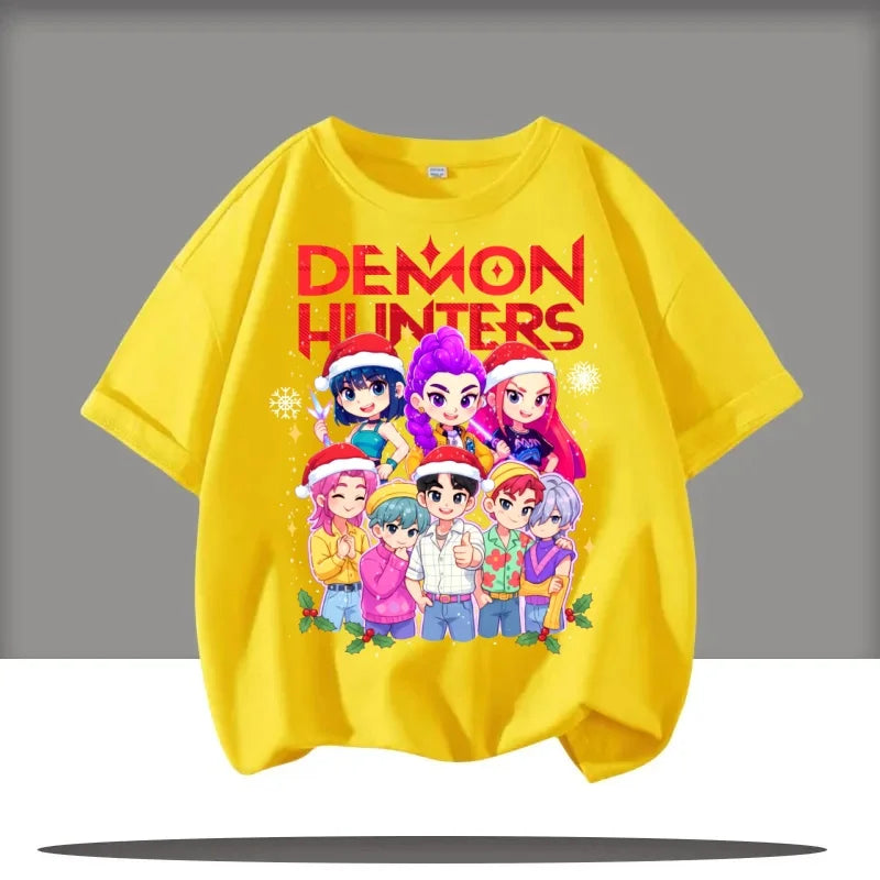 Toddler Girl Clothes Kpop Demon Hunters Cartoon Tee Shirt Funny Gift for Fans Harajuku Cool Kids T-shirts Summer Tops