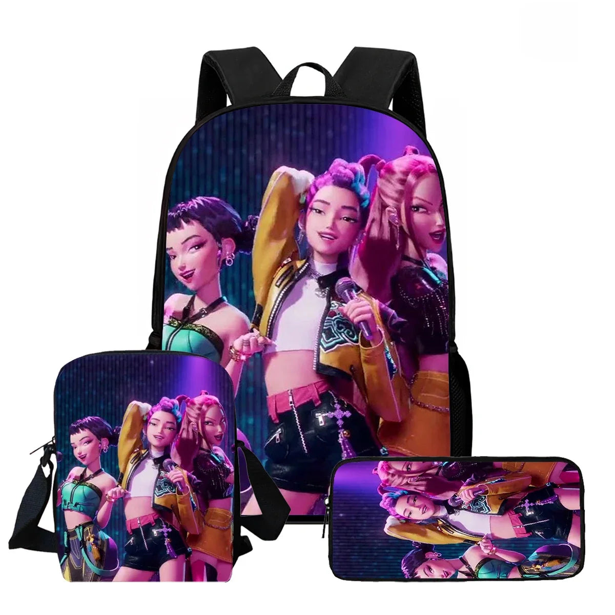 Cartoon  KPop Demon Hunters Child School Backpack With Shoulder Bag Pencil Bag For Kindergarten,Light Weight Child Bags