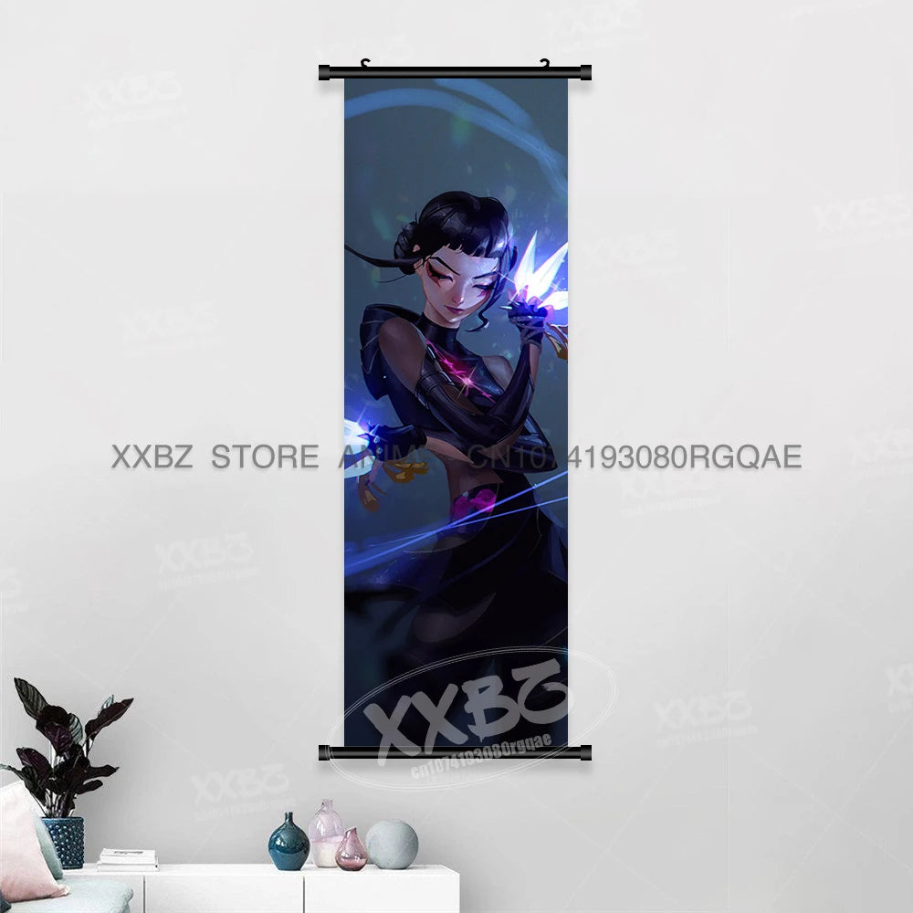 Anime For KPop Demon Hunters Wall Art Canvas Scrolls Pictures Kawaii Character Print Posters Home Decoration Hanging Painting