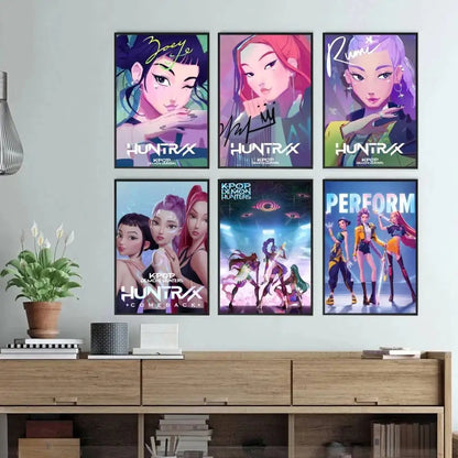 Movie KPop Demon Hunters Poster Self Adhesive Painting Living Room Office Decoration Bedroom Home Wall Sticker Prints