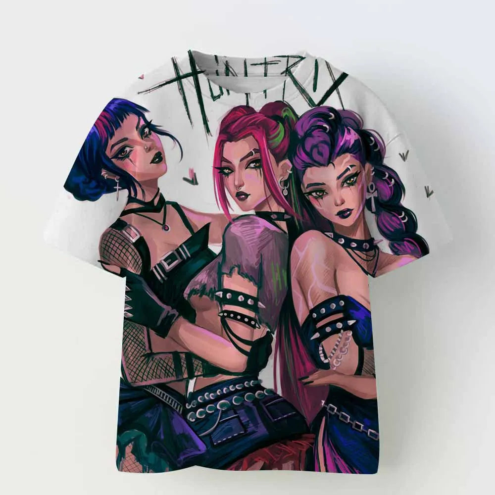 Kpop Demon Hunters Kid Adult Shirt Halloween 3D Mesh Comfortable Sports T-shirt Men's And Women's Extra Large Couple Dress