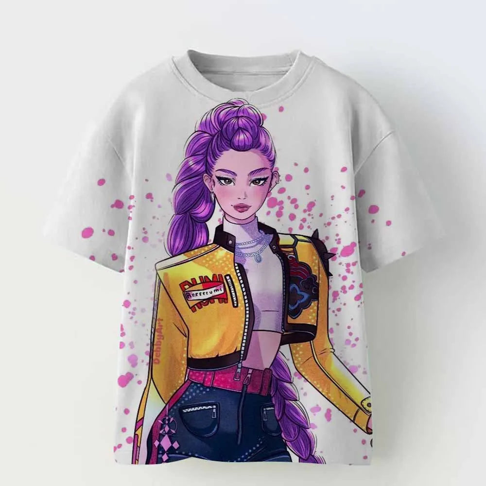 Derpy Tiger Kpop Demon Hunters Kids T-shirt Tops Girls Boys Cotton Summer Short Sleeve Tee Crew Neck Cute Tiger Funny T Shirts
