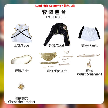 Black Golden Rumi Zoey Mira Cosplay KPop Demon Hunters Cosplay Costume Girls Suit kids Adult Halloween Party Role Playing Outfit