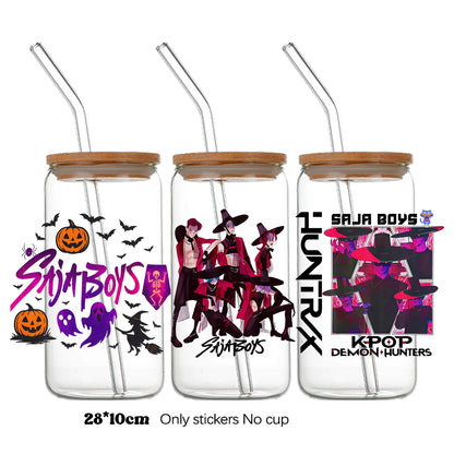 k-pop Demon Hunters wrapping Transfer cups HUNTRX Decal Rumi kpop saja boys Uvdtf Bottle k pop Stickers Uv Dtf Car Huntrix Wraps