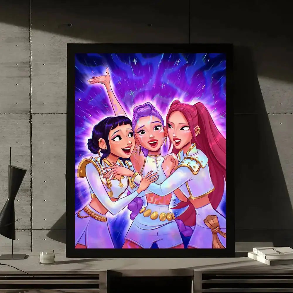 Movie KPop Demon Hunters Poster Gallery Prints Self Adhesive Home Decor Decoration Wall Decals Living Room Sticker