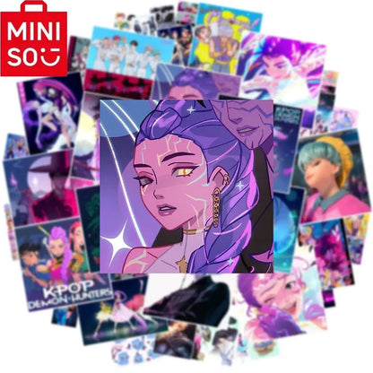 2025 MINISO brand new co branded K-op Movie Demon Hunters Huntrix Saja Boys Derpy Tiger Stickers  Vinyl  Toy Kid Gifts