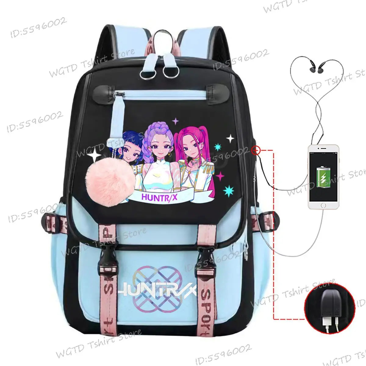 K-pop Demon Hunters Fashion Backpack for Girls Boys Anime Cartoon Large Capacity Schoolbag Children Multi-function Shoulder Bag