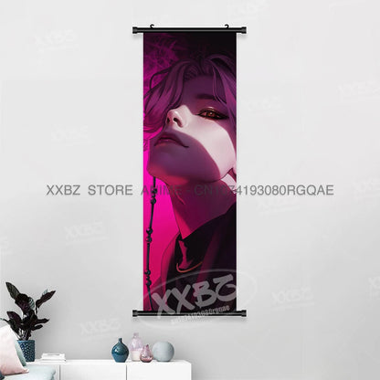 Anime For KPop Demon Hunters Wall Art Canvas Scrolls Pictures Kawaii Character Print Posters Home Decoration Hanging Painting