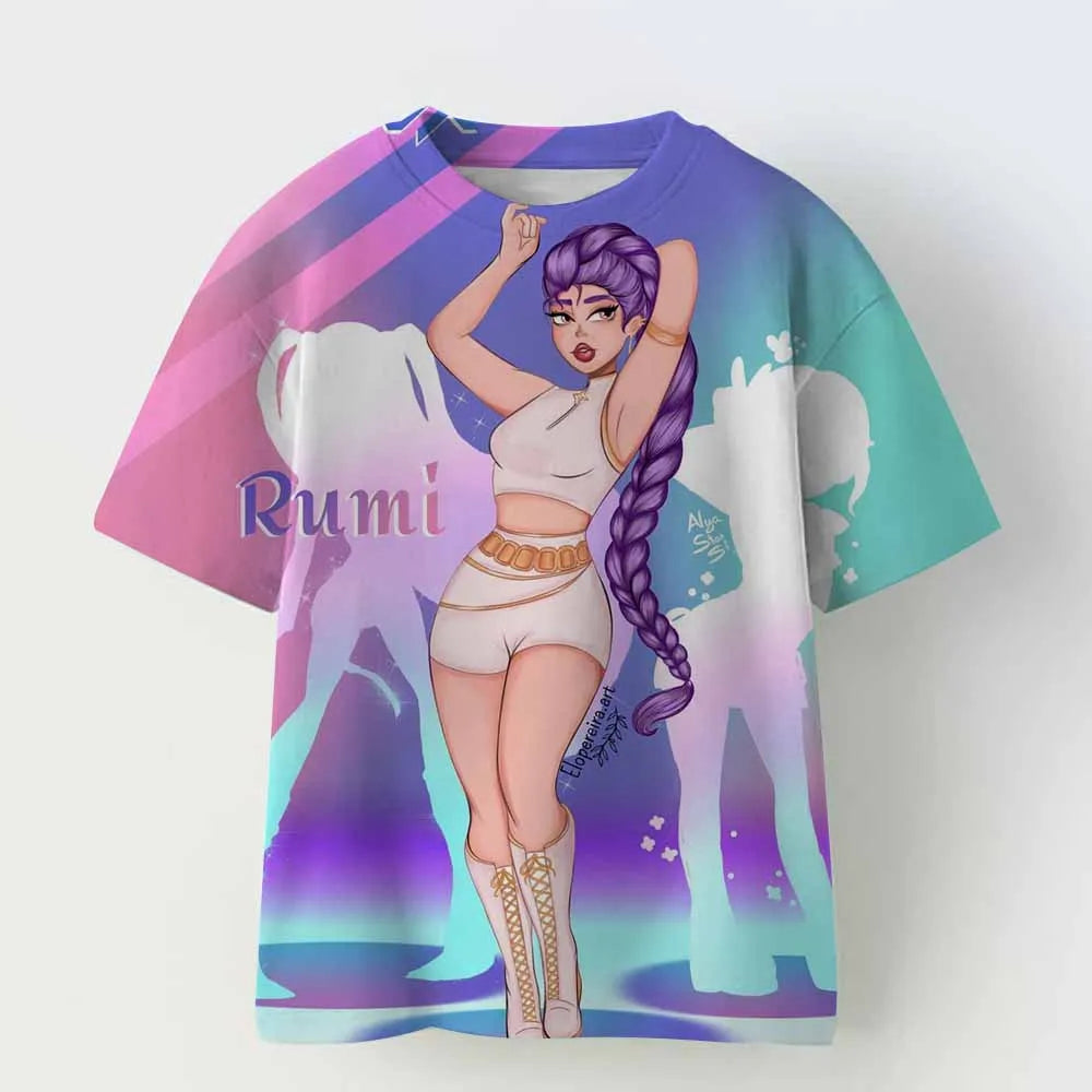 Kpop Demon Hunters Children's Clothing Short Sleeve T-shirt Kpop Demon Hunters Tiger Harajuku Tshirt for Boys Girls Gift