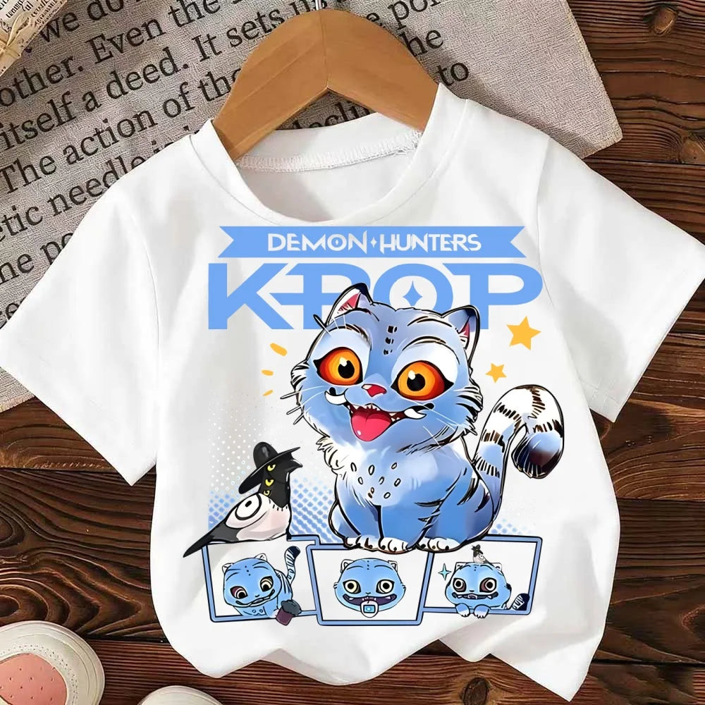 Fashion Casual Kids T-shirt KPop Demon Hunters Cool Girls Tee Top Funny Gift for Fans Tshirt -KPop Demon Hunters Clothes
