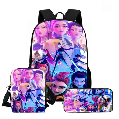 Disney Cartoon  KPop Demon Hunters Child School Backpack With Shoulder Bag Pencil Bag For Kindergarten,Light Weight Child Bags