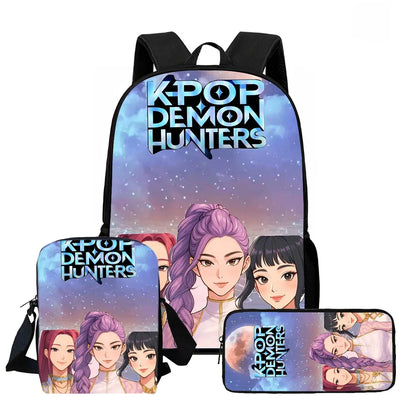 Cartoon  KPop Demon Hunters Child School Backpack With Shoulder Bag Pencil Bag For Kindergarten,Light Weight Child Bags