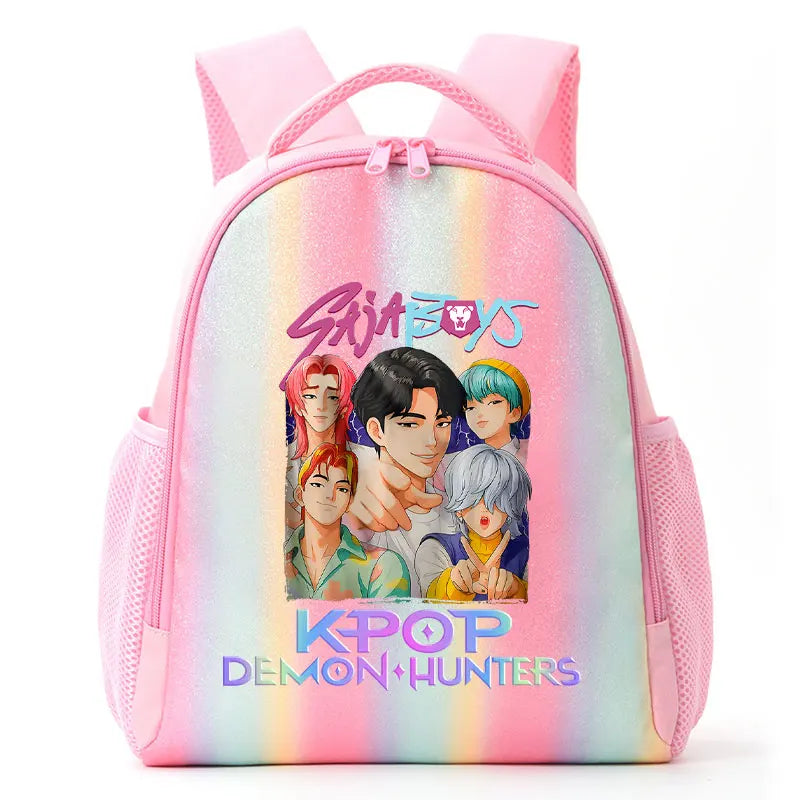 For K-Pop Demon Hunters Student Rainbow Backpack Anime Accessories HUNTR/X Rumi Mira Zoey Schoolbag Children's Birthday Gifts