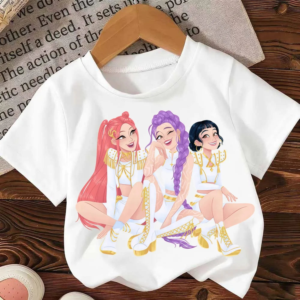 2025 Movie KPop Demon Hunters T-shirts Summer Short Sleeve Female Tee O-neck Cotton Fashion Casual Loose Unisex Streetwear