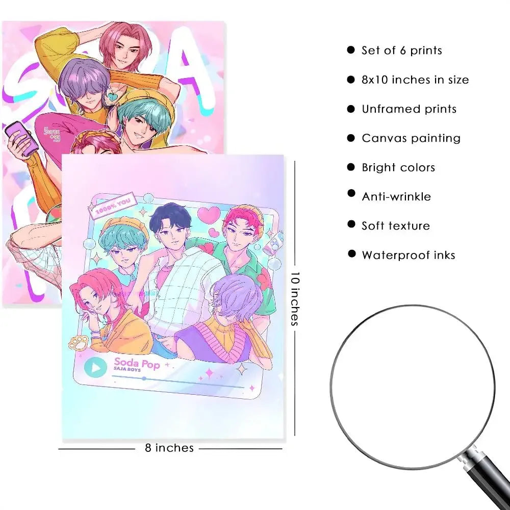 Saja Boys KPop D-Demon Hunters Poster Water Proof Paper Print Room Decor Stickers Art Wall Decoration Bedroom Living Room