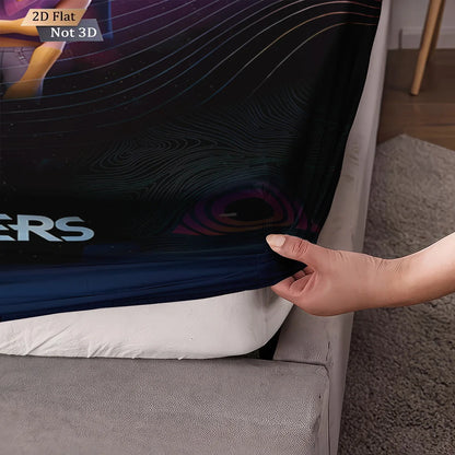 3pcs K-Pop Demon Hunters Print coreless fitted sheet Set Multiple Size Bedrooms Dormitory Bedcover Decoration Machine Washable