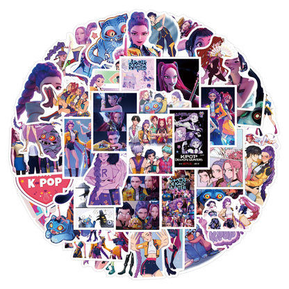55/110pcs KPop Demon Hunters Stickers Animation Movie Decals DIY Laptop Car Bike Graffiti Decoration Waterproof Anime Stickers