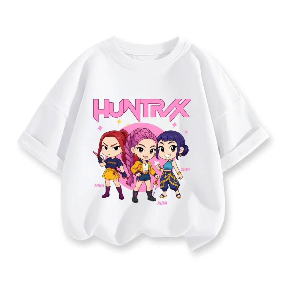 Kpop Demon Hunters Huntrix T-shirts For Kids Boys Girls Summer Casual Tops Short Sleeve Graphic Tees Kpop Demon Hunters T Shirt