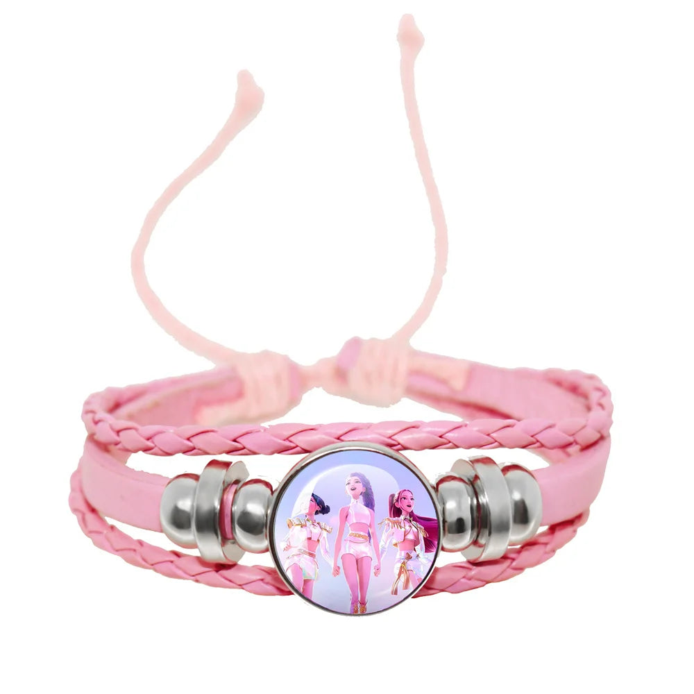 KPop Demon Hunters Pink Handmade Glass Bracelet Huntr-x Rumi Zoey Mira Bangles Jewelry Accessories Fans Couples Gift