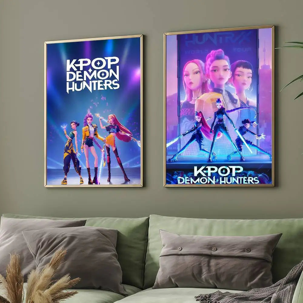 K-pop D-Demon Hunters Anime Poster Suitable For Home Living Room Bedroom Office Bar Wall Decoration Sticker