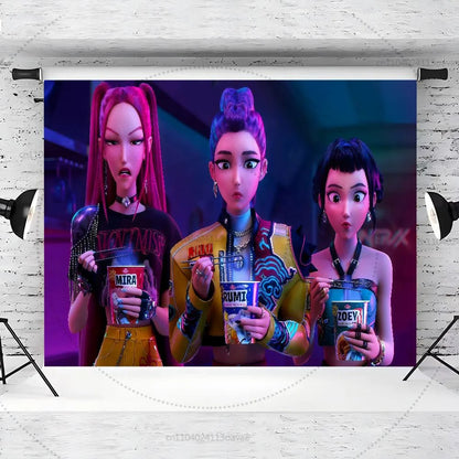 K-Pop Demon Hunters Tapestry - Anime Kpop Wall Banner For Party Backdrop Aesthetic Living Room Decor Anime Tapestry Wall Tapestr