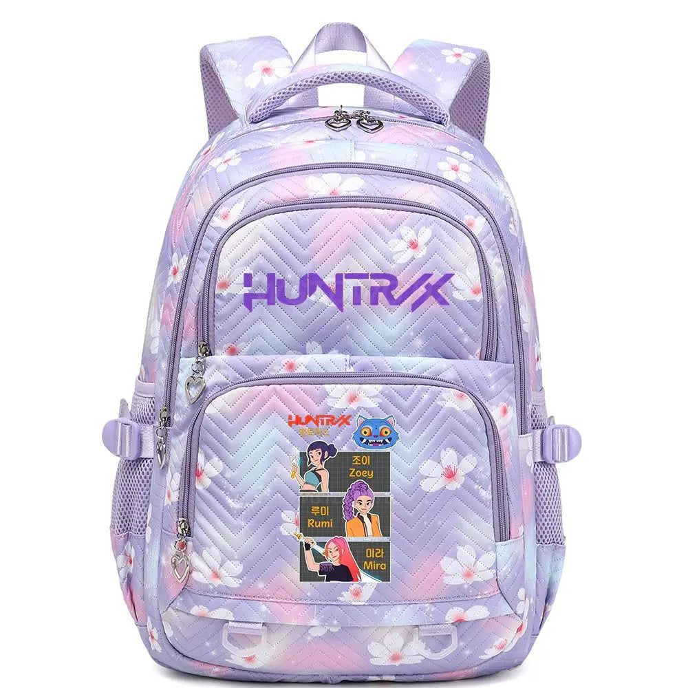 KPop Demon Hunters Backpack Rumi Mira Zoey HUNTR/X Saja Boys Print Cartoon School Bag Large Capacity Student Travel Backpacks