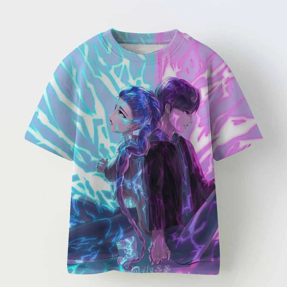 Vintage Rumi Tiger KPop Demon Hunters Print T-Shirt Anime Short Sleeve Tee Summer Girl Boy Shirt Casual Tops Crewneck Clothing