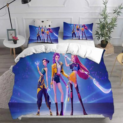 K-POP Bedding Set D-Demon H-Hunters 3D Printed Duvet Cover Set Soft Single Double Queen Size Bed For Birthday Gift For Girls