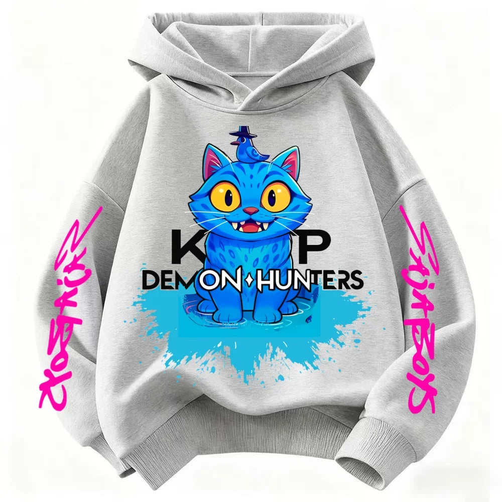 2025 New Saja Boys Derpy KPop Demon Hunter Cartoon Boy Hooded Sweatshirt Warm Wave Fashion Casual Tops Casual Black Clothing