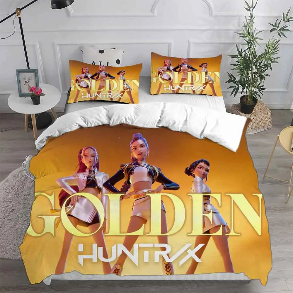 K-POP Bedding Set D-Demon H-Hunters 3D Printed Duvet Cover Set Soft Single Double Queen Size Bed For Birthday Gift For Girls