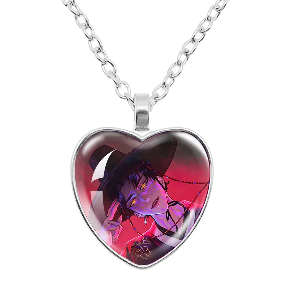 K-Pop Demon Hunters Huntr-x Rumi Zoey Mira Glass Heart Pendant Necklaces Accessories Charms Necklace Fans Jewelry Cosplay Gift