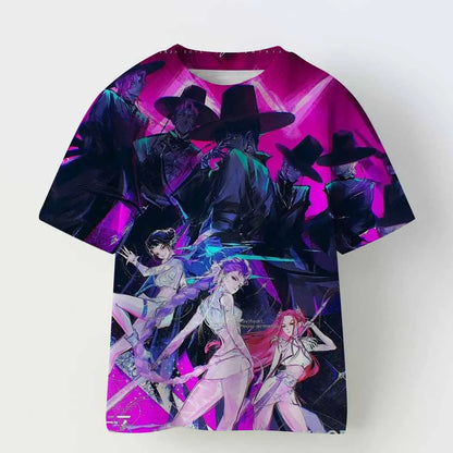 Kids T-shirt KPop Demon Hunters Print Fashion Casual Tops 2025 Movie Crew Neck Cartoon Girls Boys Tee Casual Baby Girl Clothes