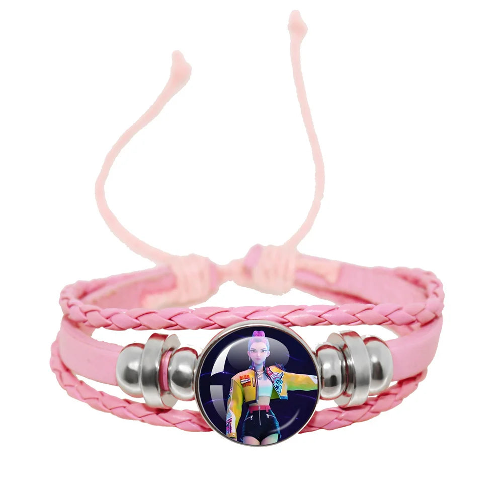 KPop Demon Hunters Pink Handmade Glass Bracelet Huntr-x Rumi Zoey Mira Bangles Jewelry Accessories Fans Couples Gift