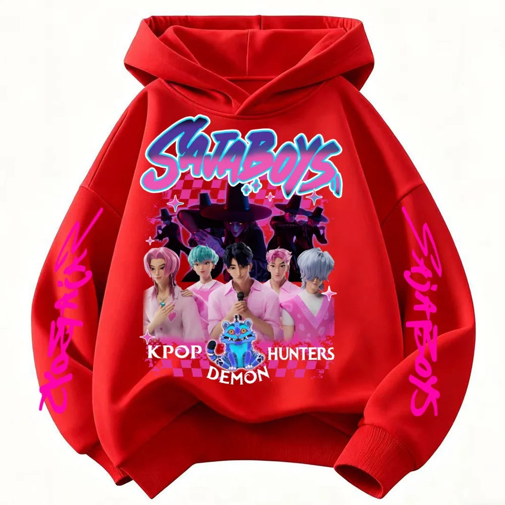 KPop Demon Hunter Rumi Derpy Cartoon Girls Boy Hooded Sweatshirt Warm Children's Korean Wave Fashion Casual Tops Casual Clothing