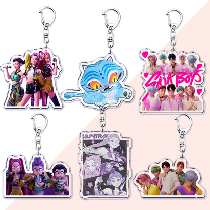 Popular Kpop TV Demon Hunters Huntrix Saja Boys Keychains for Accessories Bag Rumi Zoey Jinu Keyring Jewelry Fans Friends Gifts