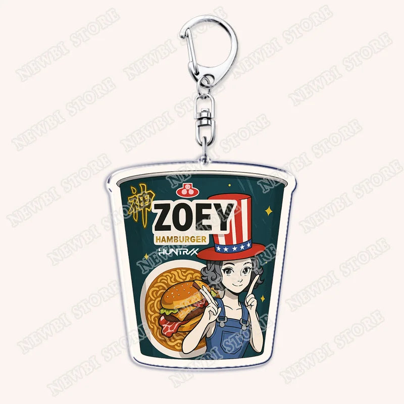 Kpop Demon Girls Huntrix Saja Boys Keychains for Accessories Bag Marcus Rumi Zoey Jinu Ramen Ramyeon Keyring Jewelry Fans Gift