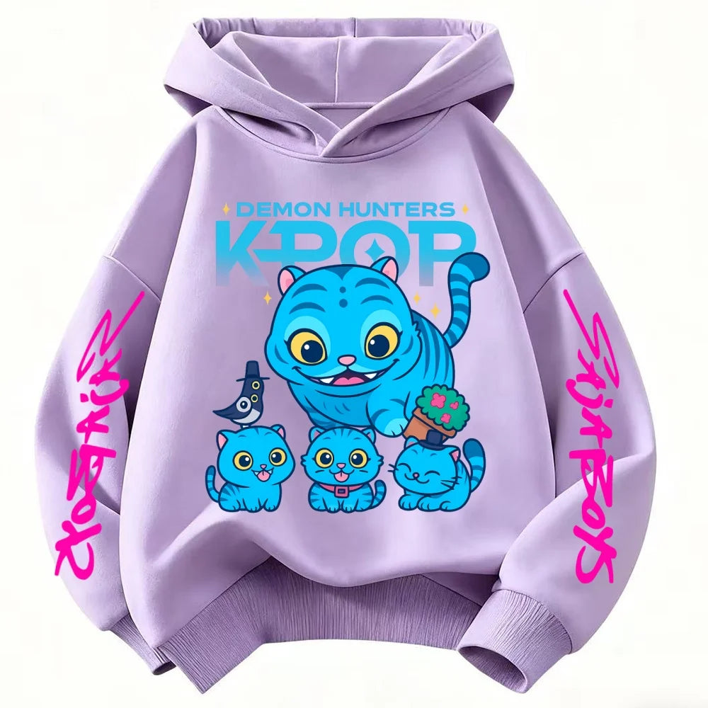 Cute Children's Clothes KPop Devil Hunter Fashion Print Casual 2025 Movie Girls Boys Winter Casual Woolen Hoodies