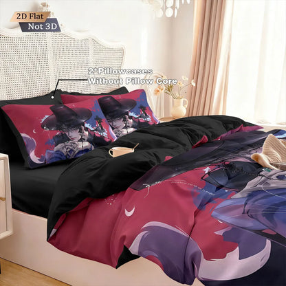 3pcs K-Pop Demon Hunters printed coreless duvet cover set, multi size bedroom, dormitory bedding decoration, machine wash style